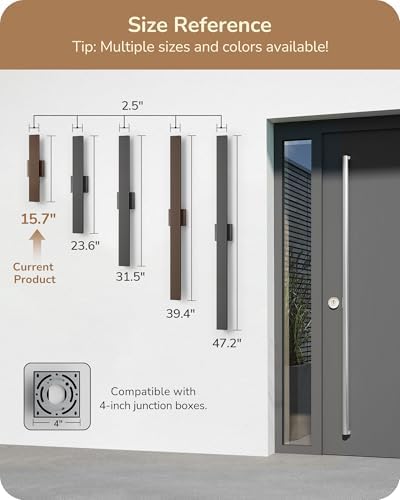EDISHINE LED Outdoor Wall Lights, 15.7" Modern Outdoor Sconce, Oil Bronze - Image 2