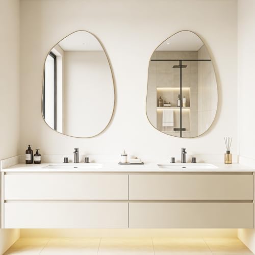 Irregular Asymmetrical Wall Mirror, 32x24 Inch Gold Mirror - Image 7