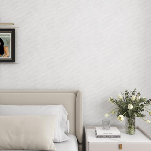 Yenhome 30"X118" White Velvet Wallpaper Peel and Stick Modern Subtly Textured - Image 2