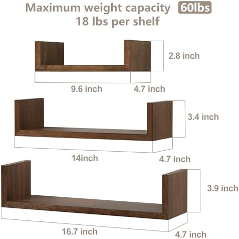 SRIWATANA Dark Brown Floating Shelves - Image 3