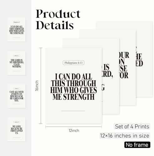 Locomiss Black and White Christian Modern Bible Verse Wall Art Decor - Image 2