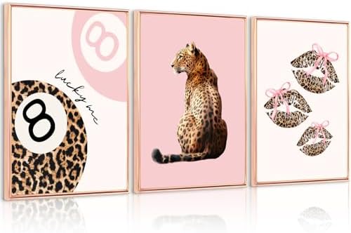 Pink Cheetah Wall Art Decor Leopard Preppy Trendy Canvas Poster Fashion by Unknown