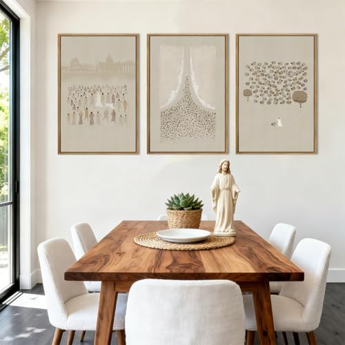 BINCUE Framed Jesus Wall Art Set of 3 Jesus Lamb Wall Decor Lamb of God Art - Image 3