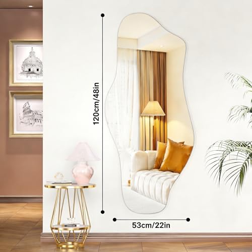 Hasipu 48"x22" Irregular Wall Mirror Frameless Asymmetrical Mirror - Image 5