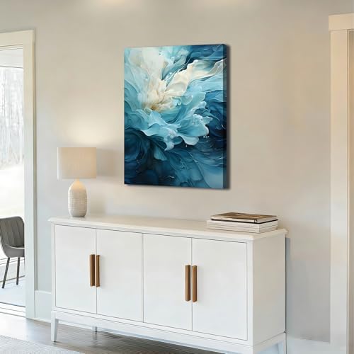 Ship Next Day Abstract Blue Flower Wall Art Canvas Prints Modern Floral Canvas - Image 3