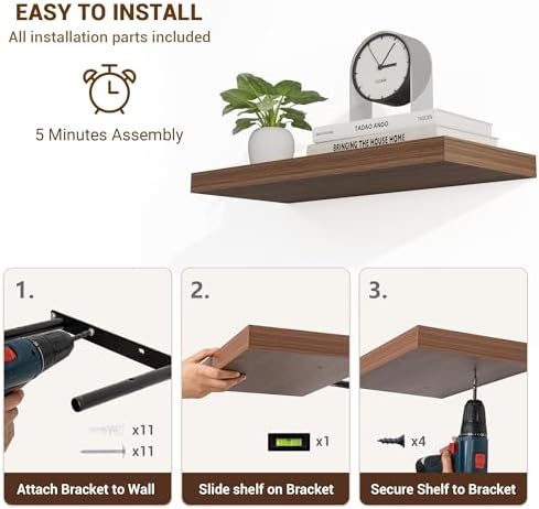 Acovy 48 Inch Floating Shelves, Wooden Shelves - Image 6