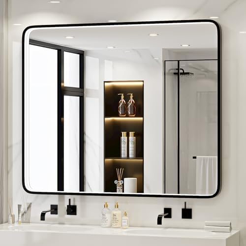 LED 43x36 Inch Lighted Bathroom Mirror, 3 Color by FTOTI
