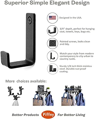 Piffny Robe & Towel Hook, 6 Pack Heavy Duty Stainless Steel Outdoor Wall Hooks - Image 2