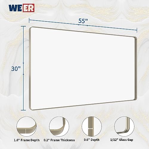WEER Brushed Nickel Bathroom Vanity Mirror 55X30 Inch - Image 6