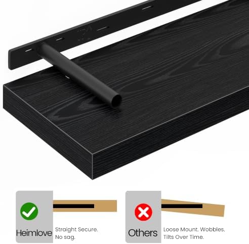 Heimlove Floating Shelves 55.1" W x 9.3" D Black Set of 2 - Image 3