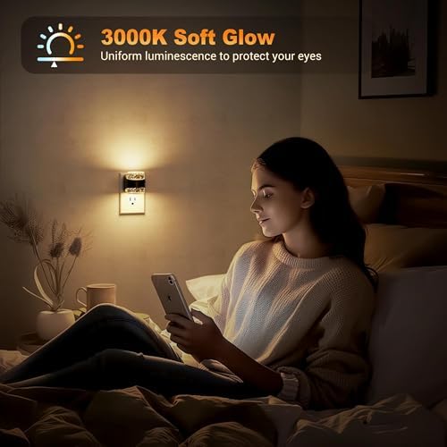JandCase LED Night Light, Bubble Night Lights Plug into Wall Auto, 3 Color - Image 5
