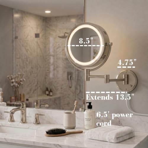 JERDON Lighted Wall-Mount Makeup Mirror - Image 5