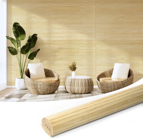 Art3d 48 x 96 in Pole Wrap Natural Bamboo Wall Panel by Art3d