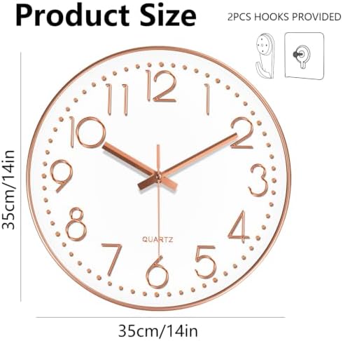 Modern Silent Wall Clock, 14 Inch Wall Clocks Battery Operated - Image 3