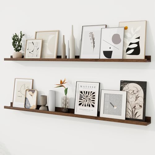 RICHFOCUS Picture Ledge Shelf, 55 inch Floating Shelves Set of 2, Wood Wall by RICHFOCUS