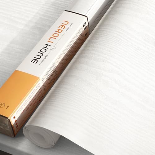 White Wood Grain Contact Paper, 17.3" x 118" Peel and Stick Wallpaper, by NEROLIHOME