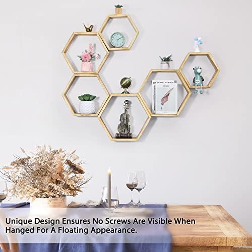 NOVIMANGO Hexagonal Floating Shelves Set of 6, Honeycomb Shelves - Image 4