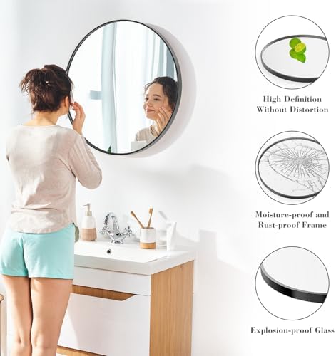 Sweetcrispy 30 in Round Bathroom Wall Mirror, Vanity Mirrors - Image 5