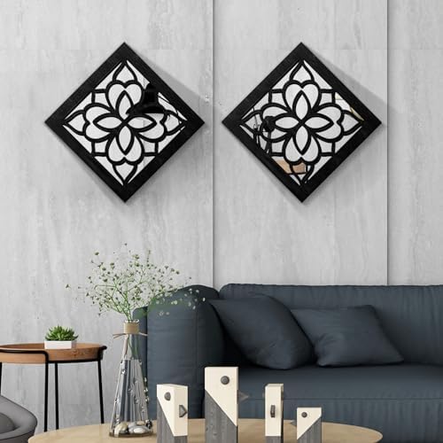 2 PCS Square Wall Mirror, Rustic Farmhouse Wall Mirrors, 12 inch Small Mirror - Image 2