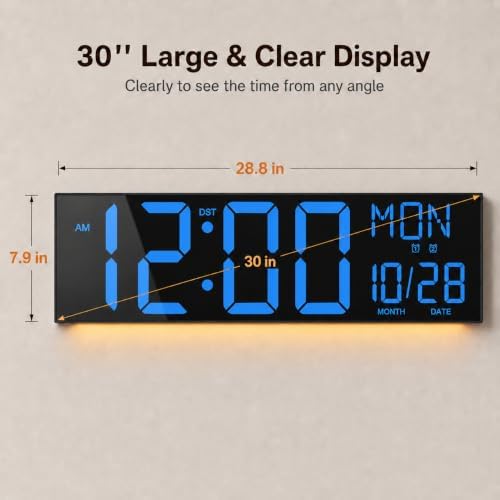 JALL 30" Extra Large Digital Wall Clock, Giant LED Display - Image 2