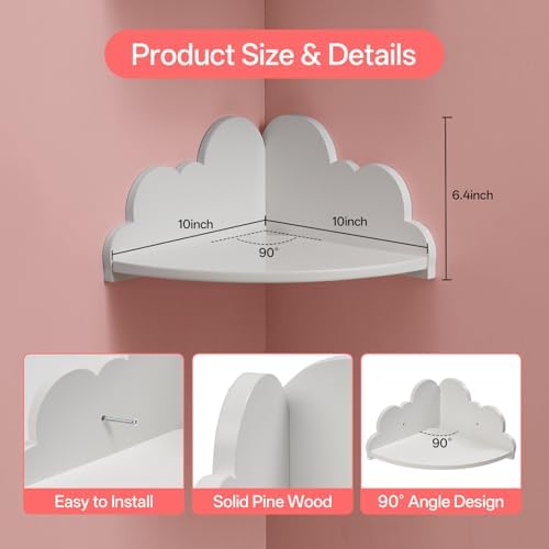 Cloud Corner Floating Shelves Set 3 Wall Mounted - Image 2