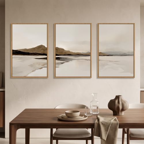 Netural Abstract Mountain Framed Canvas Wall Art Set -16"X24"X3 - Image 3