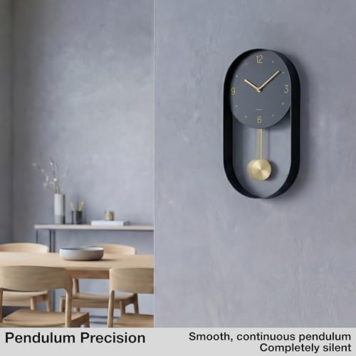 Driini Modern Pendulum Wall Clock – Small Vertical Design in Black and Gold - Image 4