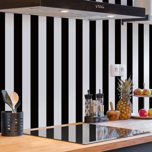 Jeweluck Black and White Striped Wallpaper Peel and Stick Wallpaper Vinyl - Image 4