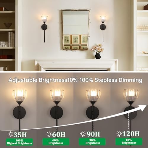 Shenmoyl Battery Operated Wall Sconce Set of 2 - Image 4
