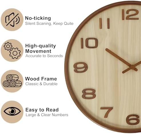 Maxspace Modern Wall Clock, 12 inch Silent Non Ticking Wall Clock, Battery - Image 4
