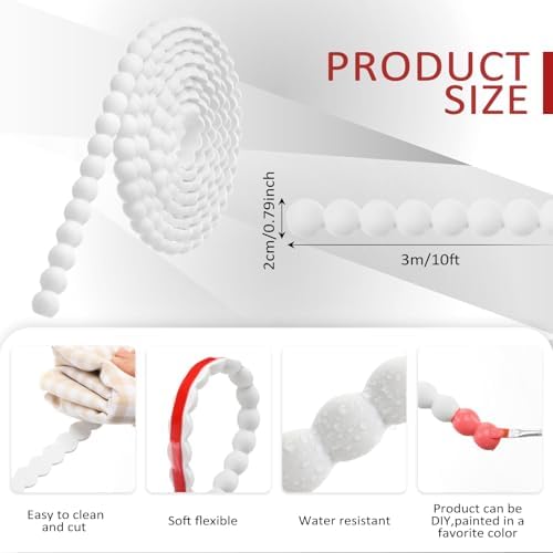 Leinuosen Flexible Bead Molding Trim Peel and Stick White 10ft /20 mm - Image 2