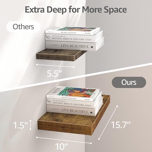 QEEIG 10" Deep Floating Projector Shelves Under TV Shelf - Image 3
