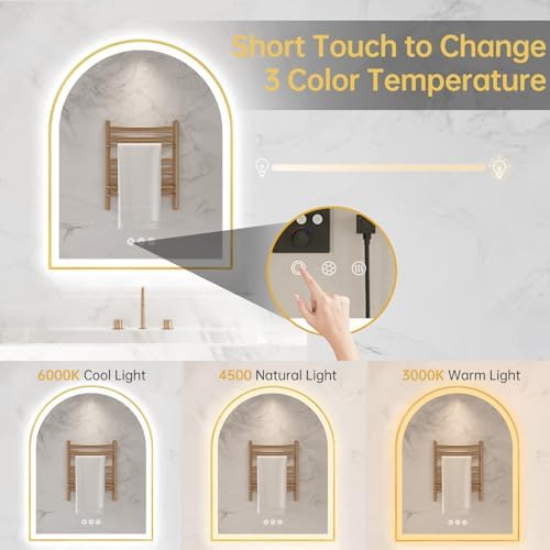 24"x30" Arched LED Lighted Bathroom Mirror - Image 3