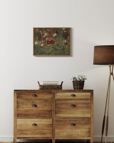 InSimSea Framed Canvas Wall Art, Vintage Bathroom Shelf Art, Poppy Picture - Image 3