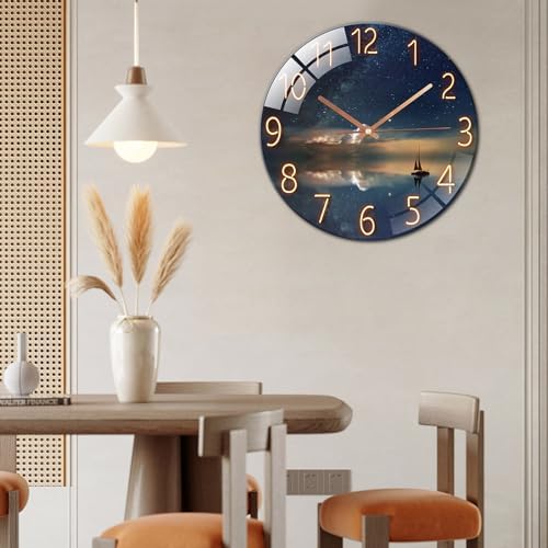 Ergocar Glass Wall Clock Silent Scanning Mechanical Round Glass Wall Clock - Image 2