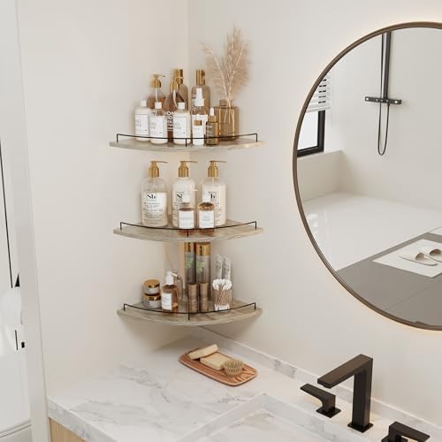 JJL Corner Shelf Wall Mounted, 12 Inches 3-Tier Floating Corner Shelf, - Image 5