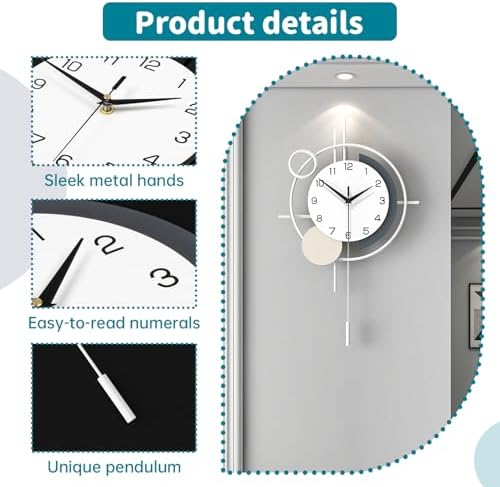 Decorative Wall Clock Silent Battery Operated Large Modern Clock - Image 5