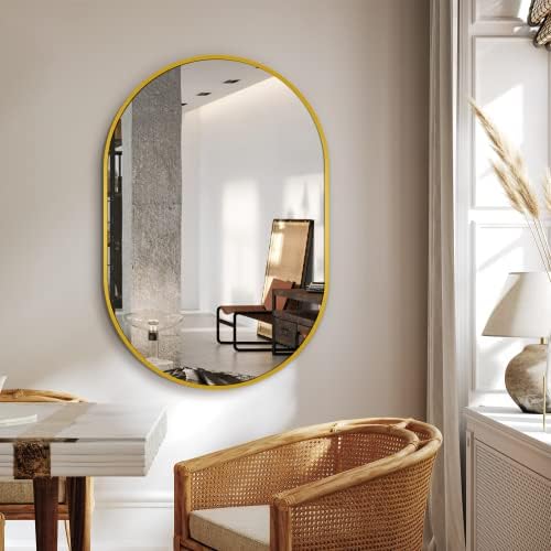 Delma 36x24 Gold Oval Bathroom Mirror - Image 4