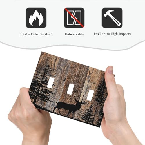 Decorative Switch Plates Rustic Forest Antler Elk Deer Silhouettes Animals Wood - Image 6