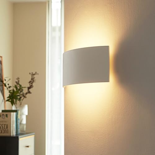 13.8" Paintable Plaster Wall Sconce Light, Modern Indoor Wall Lighting - Image 2