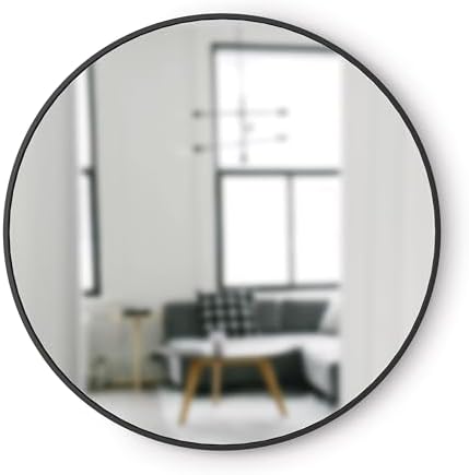 Umbra Hub Round Wall Mirror, Rubber Frame Bathroom Mirror by Umbra