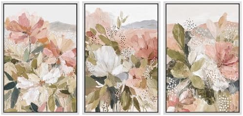 MUDECOR Framed Canvas Print Wall Art Blush Floral Abstract Neutral Botanical by MUDECOR