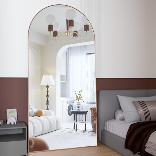 Arched Floor Mirror 76"x34" Gold Arch Full Length Mirror - Image 5