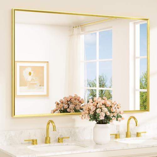 TETOTE Brushed Gold Bathroom Mirror by TETOTE