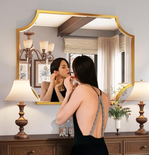 Kelly Miller 30"x40" Gold Foil Metal Scalloped Decorative Wall Mirror - Image 3