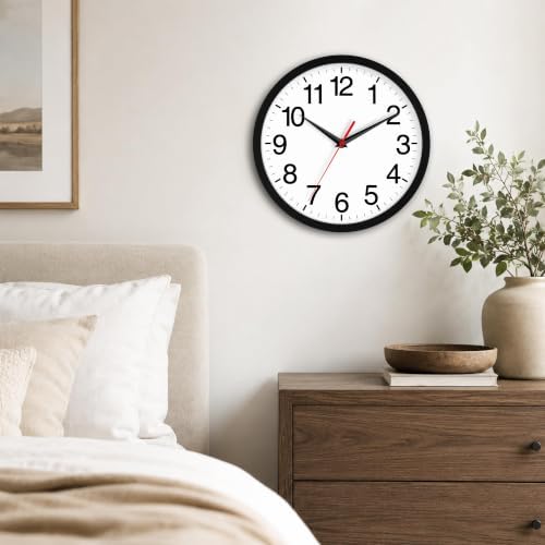 Rohioue Wall Clock Analog 10 Inch Black Battery Operated Silent Clock - Image 6