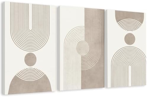EJPFOGV Triptych Abstract Geometric Wrapped Canvas Wall Art 24x36 inches x3 by FramedCanvasWallArt