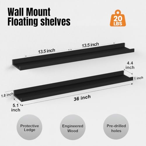 36inch Long Floating Shelves for Wall Decor, 3-Set Shelves - Image 3