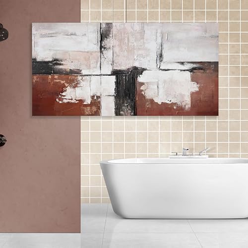 Glvzygy Abstract Wall Art Brick Red and Black and White Abstract Canvas Wall - Image 5