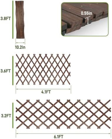 Expandable Wooden Lattice Fence Panel, 1 Pack, 3.2 x 6.1 Ft - Image 3